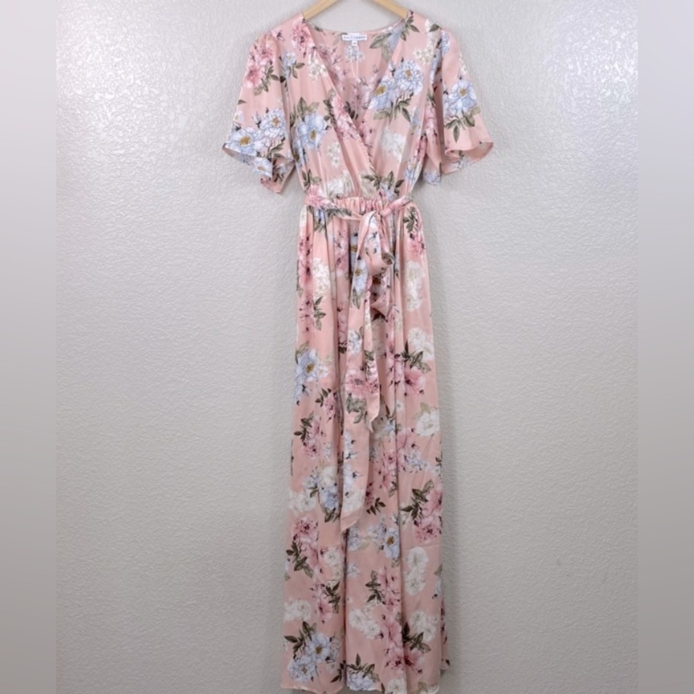 Baltic Born NWT Sicily Satin Maxi Dress Blushed Floral size Medium